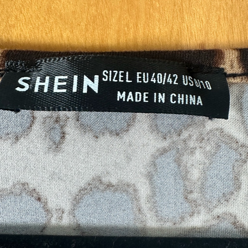 SHEIN Animal Print Blouse in Brown and Gray